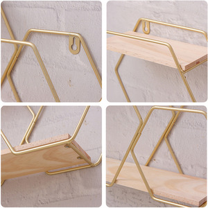 Honeycomb Modern Hexagonal Wall Floating Shelf - Gold by Livingandhome