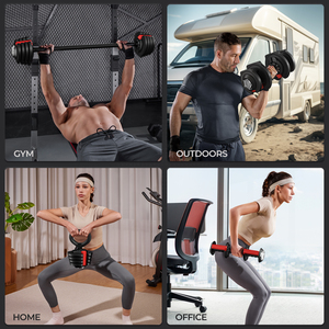 3 In 1 Quick Adjust Dumbbell Weight Set with Anti Slip Handle - Black / 18kg by Yaheetech