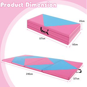 Folding Gymnastics Mat Tumbling Mat - Pink by Costway