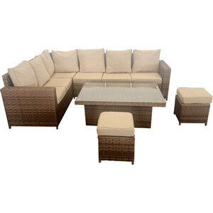 Carolina Adjustable Rattan Table Set - Dark Brown