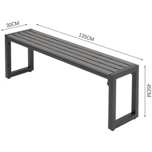 HomeScape Outdoor Dining Set with Benches - Grey Top + Black Frame by Kindred Trading LTD