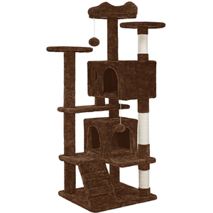 Multilevel Cat Tree with Scratching Posts - Brown / 137cm by Yaheetech