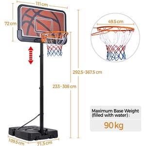 Basketball System with Adjustable Height Pole - Black/Orange by Yaheetech