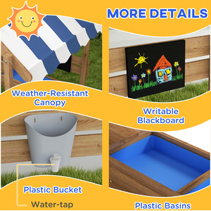 Outsunny Wooden Sandbox with Canopy for Ages 3-7 Years - Brown by Outsunny