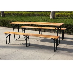 3 Piece Folding Beer Table Set - Natural by BIRCHTREE