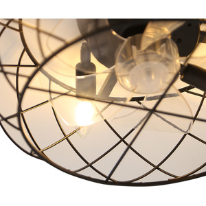 Ceiling Fan Light with Black Cage Design - Black by Livingandhome