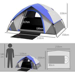 Outsunny 2 Man Camping Tent with Carry Bag, 3000mm Waterproof by Outsunny