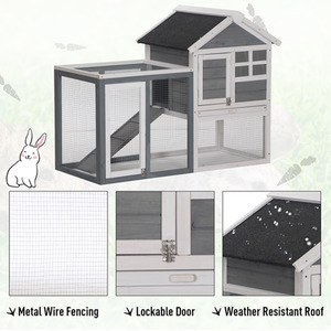 PawHut 122cm Wooden Pet Hutch Small Animal Cage by PawHut