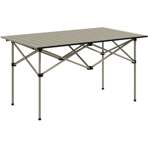 Outsunny Folding Camping Table w Roll Up Aluminium Top Carry Bag - Khaki by Outsunny