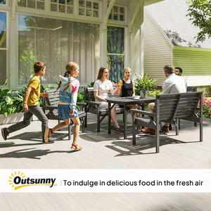Outsunny 5 Piece Wooden Garden Dining Set - Grey by Outsunny