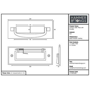 Antique Letter Plate with Knocker Black - Black by Hammer and Tongs
