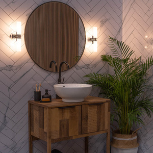 Canya 2 Way Silver Chrome Bathroom Wall Light With Reeded Glass - Silver by ValueLights