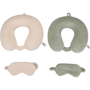 Neck Pillow and Eye Mask Set - Pink or Grey