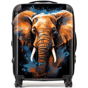 Splashart Elephant Blue Suitcase - Blue / 95l by Warren Reed - Designer