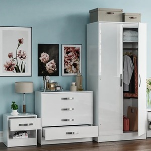 Hulio Trio Bedroom Set - White / MDF / 47cm by Vida Designs