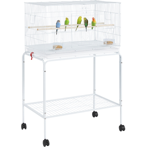 Small Birds Flight Cage with Rolling Stand - White by Yaheetech