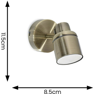 Benton IP44 Bathroom Spotlight Adjustable Wall Light and Warm LED Bulb - Brass by ValueLights