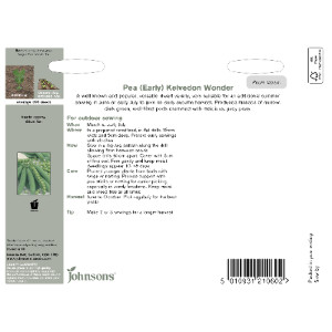 Pack of Kelvedon Wonder Pea Seeds by Johnsons