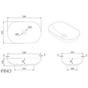 Isabena Countertop Matt Stone Basin - White by Fino Stone