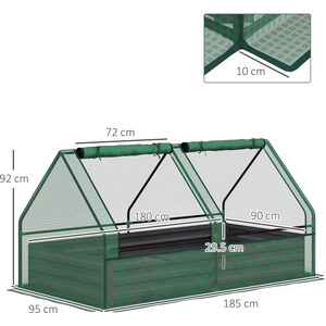 Outsunny Raised Garden Bed Planter Box with Greenhouse, Green and Dark Grey - Green by Outsunny