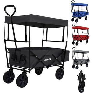 Foldable Cart With Roof - Black by Arebos