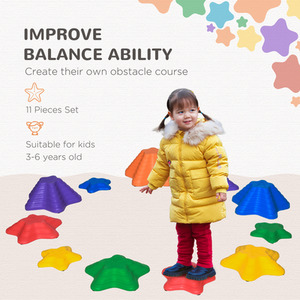 Outsunny Kids Balance Stepping Stones Non-slip Obstacle Course - Multi-coloured / 23L x 23W x 4H cm(small), 33L x 33W x 7.5H cm(medium), 36.5L x 36.5W x 16H cm(big), 40.5L x 40.5W x 20H cm(large) by Outsunny
