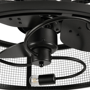 Ceiling Fan Light with Metal Mesh Shade - Black by Livingandhome