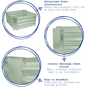 Square Galvanised Steel Raised Garden Beds - 120cm x 120cm - Green - Pack of 2 - Green