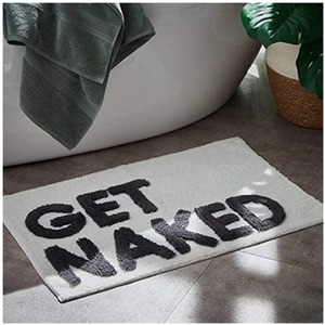Get Naked White Bath Mat Backing Water Absorbent Bathroom Rug - White by DEENZ