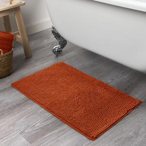 Chenille Noodle Non-Slip Bath Mat - Burnt Orange / 75cm / 45cm by Brentfords