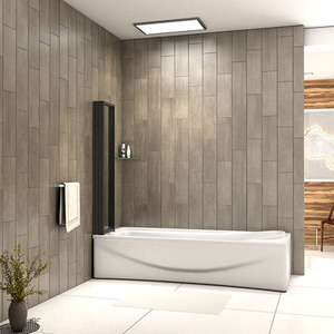 Black Framed Folding Bath Screen - Matt Black / 18.5kg by AicaBathroom