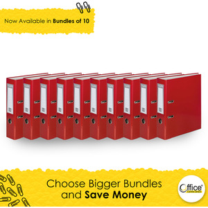 10x A4 Large 75mm Lever Arch File Folder Metal Edge Stationery Document Archive - Red by Office Centre.direct