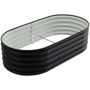Silver Galvanized Steel Oval Raised Garden Bed by Livingandhome