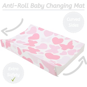 Anti-Roll Wedge Baby Changing Mat - Buuterflies and Hearts / Butterflies and Hearts by Babycurls