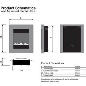 Focal Point Ebony LED Electric Wall Hung Fire - Black by Focal Point Fires