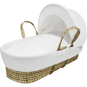 White Waffle Moses Basket - White by Kinder Valley
