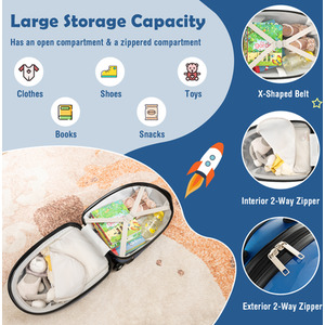 16'' Kids Carry-On Luggage-Blue - Blue by Costway