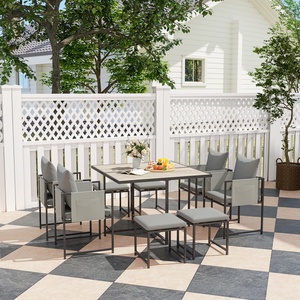 Outsunny 9 Piece Cube Garden Dining Set with Cushions - Grey by Outsunny