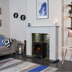 Adam Aviemore Electric Stove in Textured Black - Black by Adam