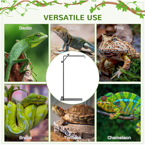 Adjustable Reptile Lamp Stand with Hook - Black by PawHut