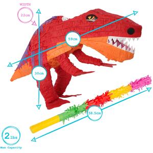 Fax Potato T-Rex Pinata Set with Stick Blindfold - Multi Stick - Multicolour by Fax Potato