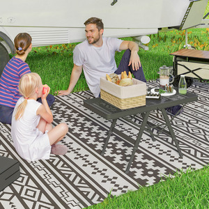 Outsunny 3 ft Folding Camping Outdoor Table w Adjustable Heights - Black by Outsunny