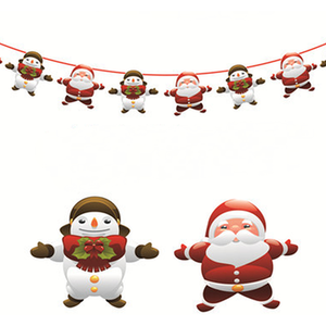 Christmas Hanging Banner Decoration - Red / Snowman and Santa