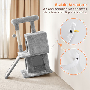 Yaheetech 91cm Cat Tree with Double Condos - Light Grey by Yaheetech