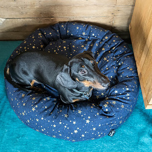 Round Donut Gold Star Anti Anxiety Bed - Blue by Starry Nights