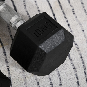 HOMCOM Hex Dumbbell Rubber Weights Sets - Black-2x10kg / 20kg by HOMCOM