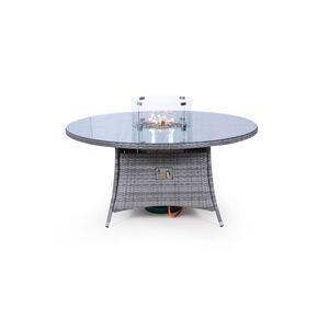 Savannah Fire Pit Round Rattan Patio Dining Set - Grey / 8 by Giardino