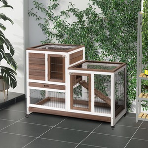 PawHut Wooden Indoor Hutch Elevated Cage - Brown by PawHut
