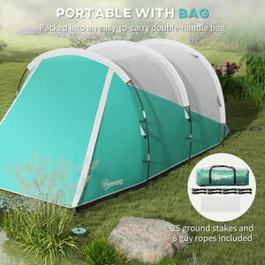 Outsunny 2 Room Camping Tent for 4-5 Man, 3000mm Waterproof, Green - Green by Outsunny