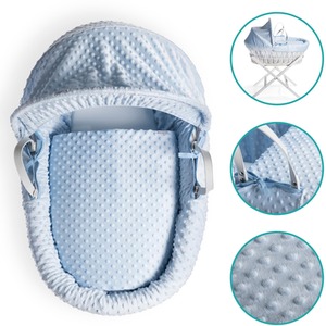 Dimple White Wicker Moses Basket - Blue by Clair de Lune